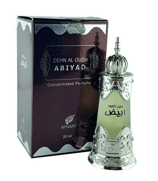Afnan Dehn Al Oudh Abiyad | .67 fl oz | 20 ML | Concentrated perfume oil | Alcohol free | FREE SHIPPING